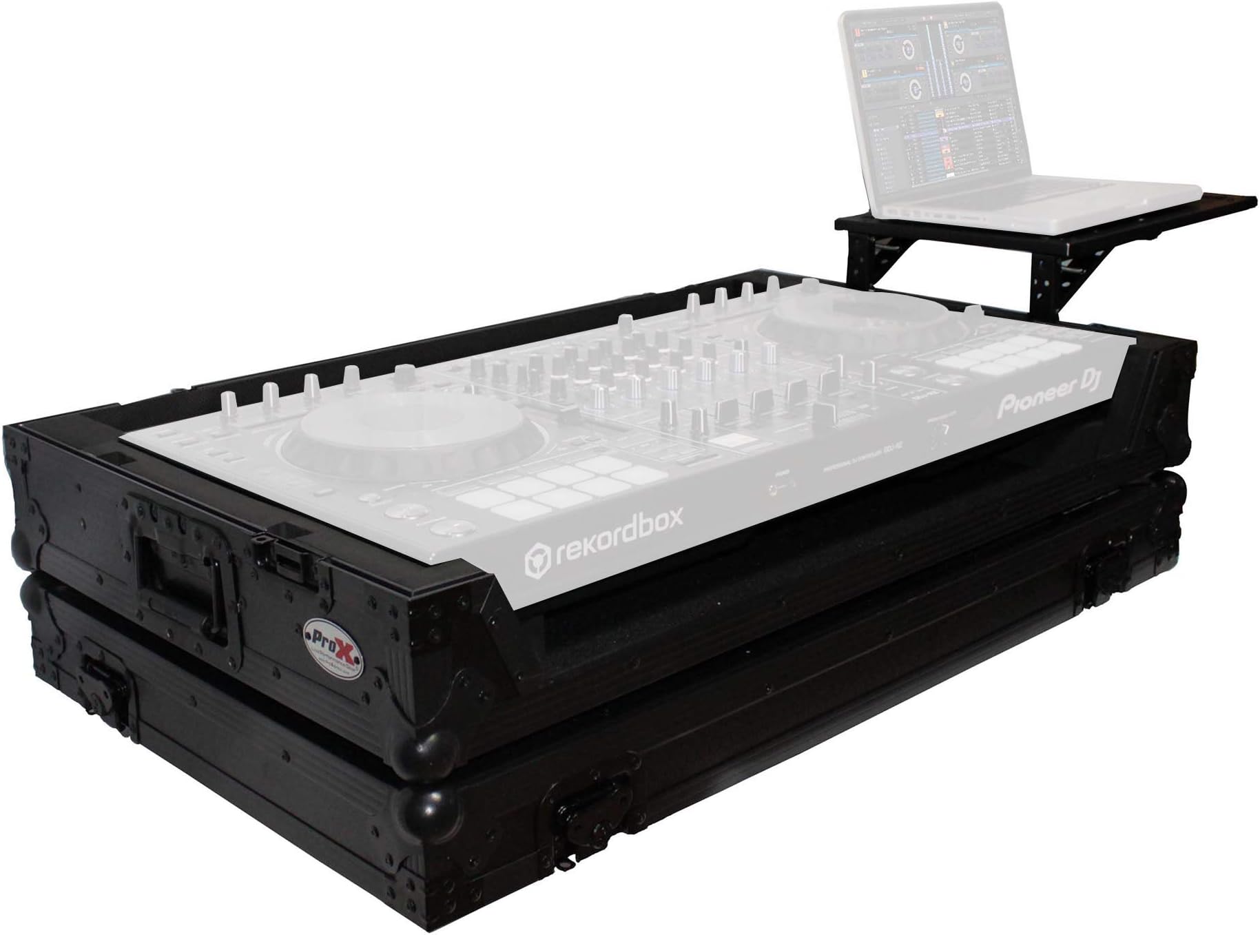 ProX Flight Case for Pioneer DDJSZ2 Digital Controller With Side Laptop Shelf & Wheels - Black on Black Design - XS-DDJSZWBLMK2