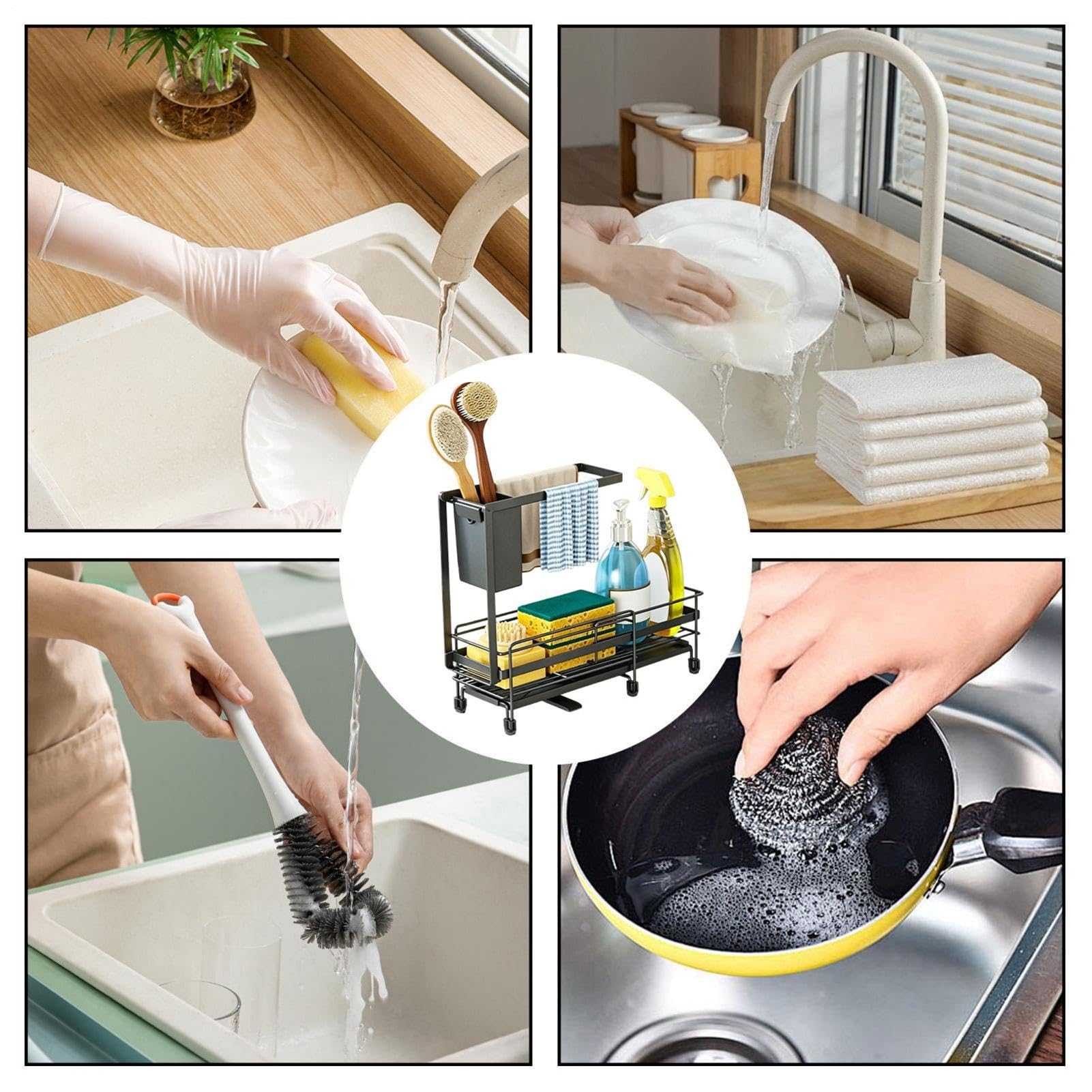 Égouttoir d'évier de cuisine Pliable extensible avec porte-serviette et