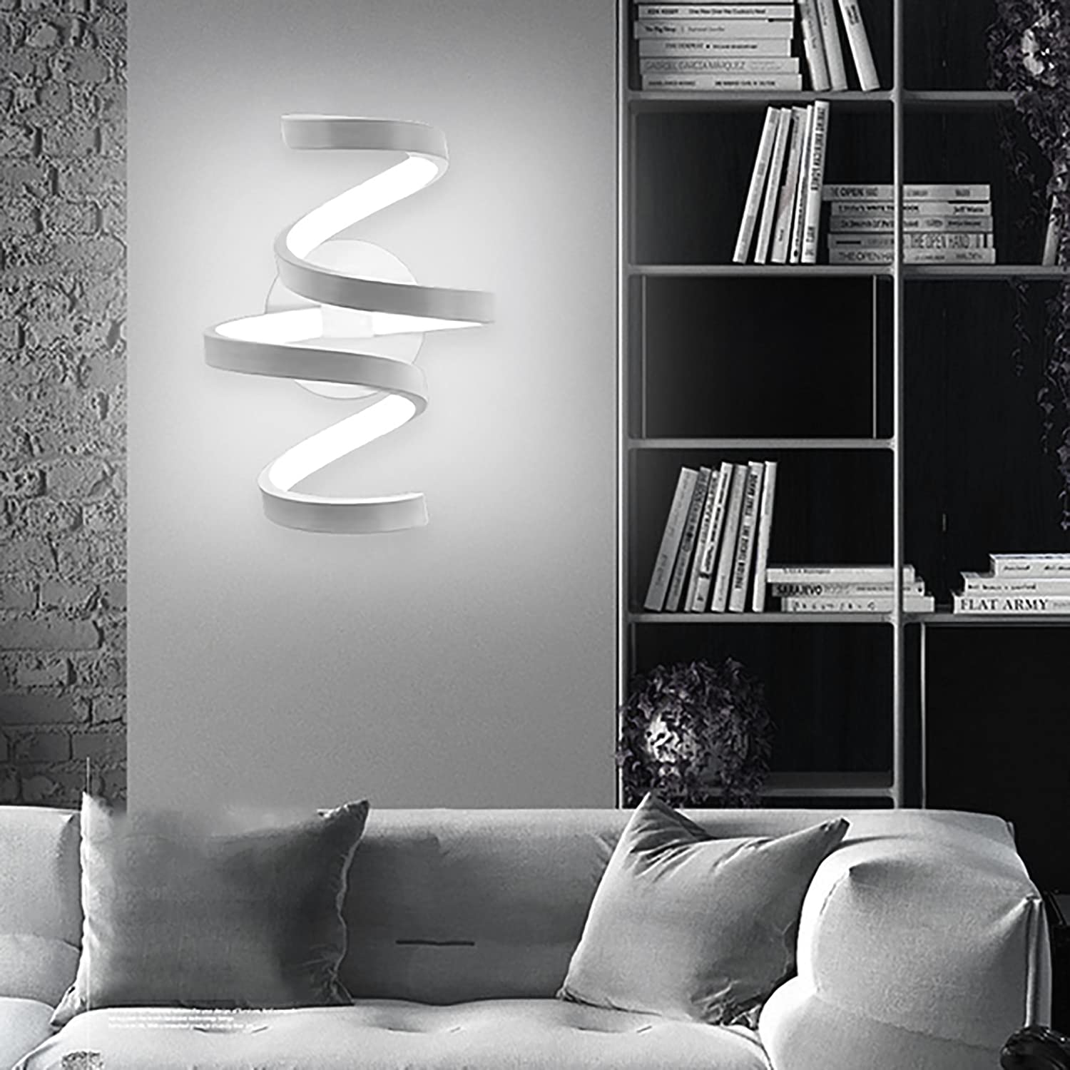 Applique da Parete retrò LED ad Anello elicoidale, in Acrilico Laminato ad Arco, 18 W, Moderna, cablata, per corridoio, Camera da Letto, Bagno, corridoio, Lampada da toel