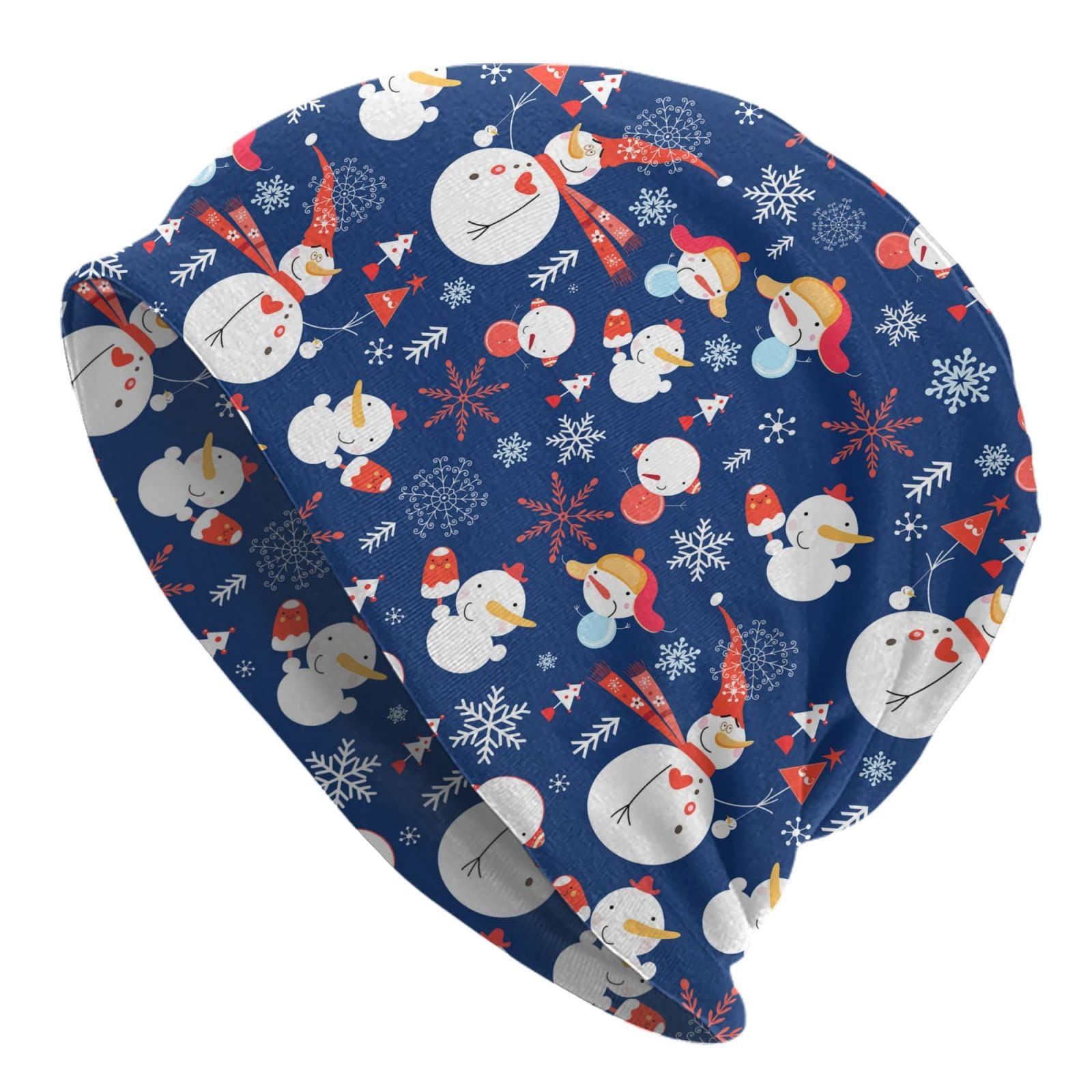 FJQWKLF Christmas Cute Snowman Beanie Chemo Hat Cancer Headwear Knitted Hats Baggy Slouchy Scarf Cap for Adults
