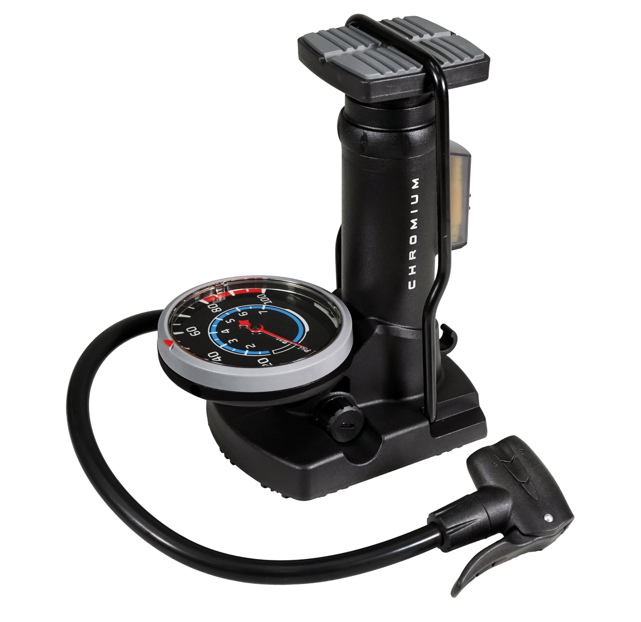 BV Portable Composite Foot Bike Pump with Gauge and 100 PSI Pressure | Schrader and Presta Compatible Bicycle Pump with Ergonomic Pedal for Easy Use -