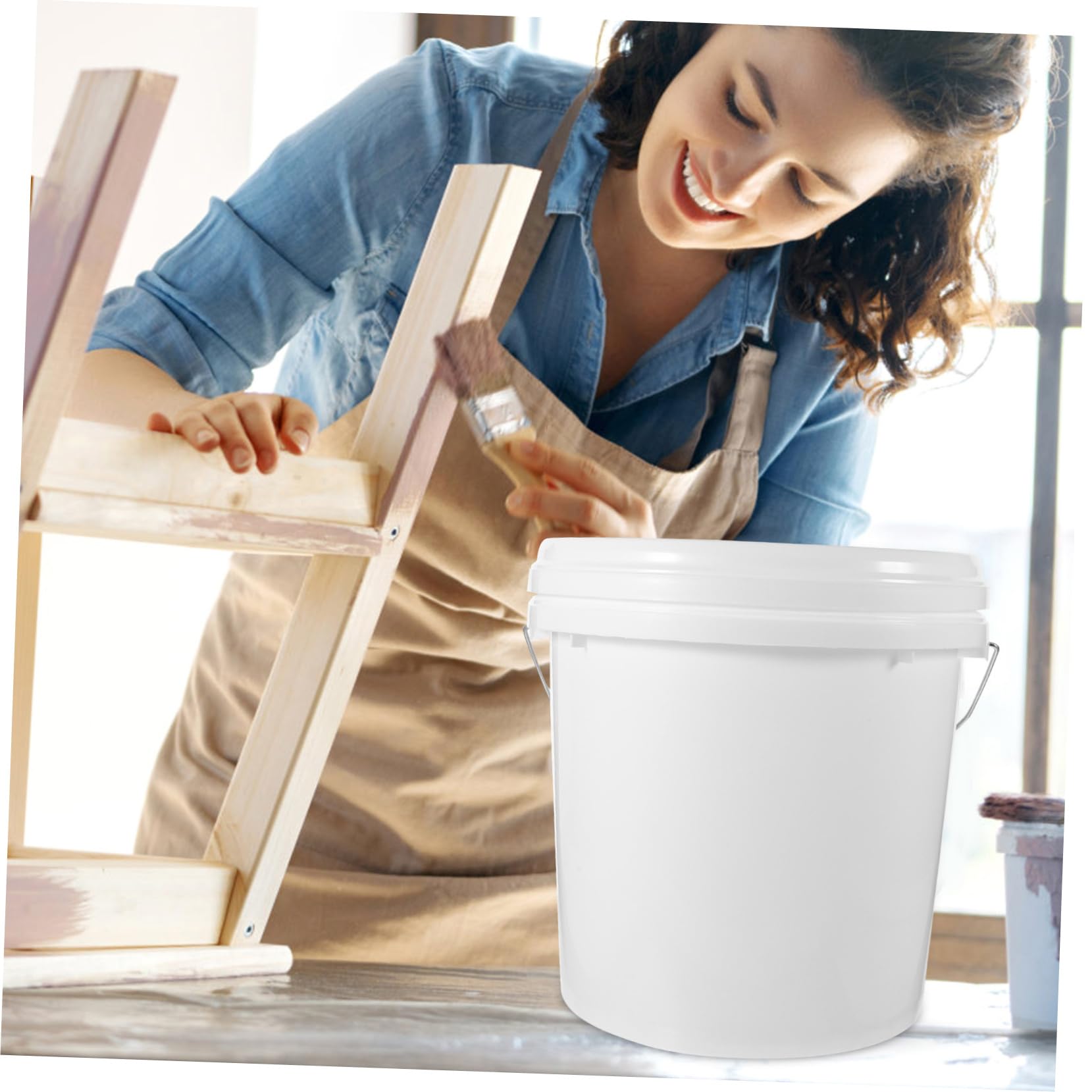 Cubo De Pintura Vacío Tapa Cubo De Almacenamiento Hermético con Asa para Guardar Pintura El Taller o Garaje