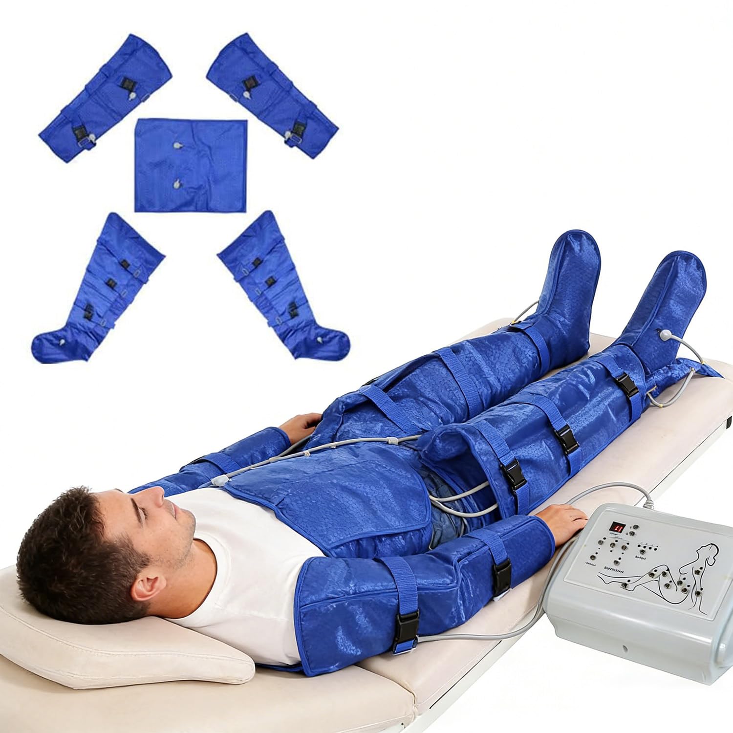 Presoterapia 3 en 1 Drenaje Linfático, 16 Airbag Secuencial, Relajación Muscular y Adelgazamiento,Accesorios Brazos,Piernas,Glúteos Y Abdomen