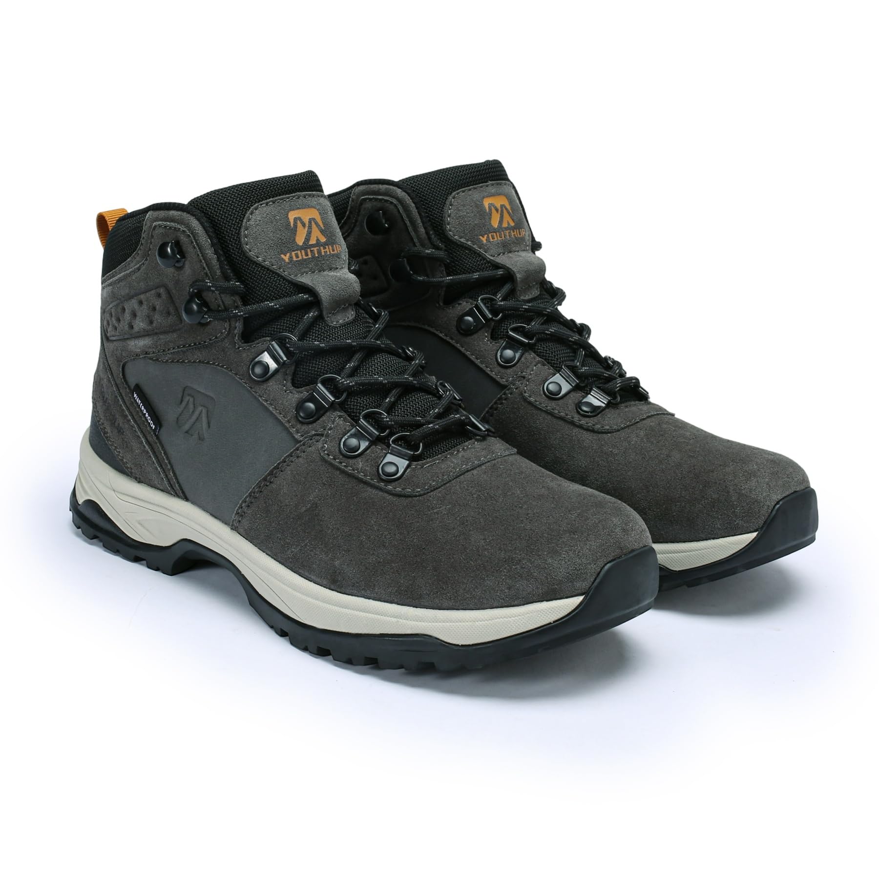 YOUTHUP Chaussures randonnée homme montantes imperméables trail outdoor | Tige hydrofuge doublure respirante semelle amortissante crampons profonds stabilité renforcée pour trekking camping et marche