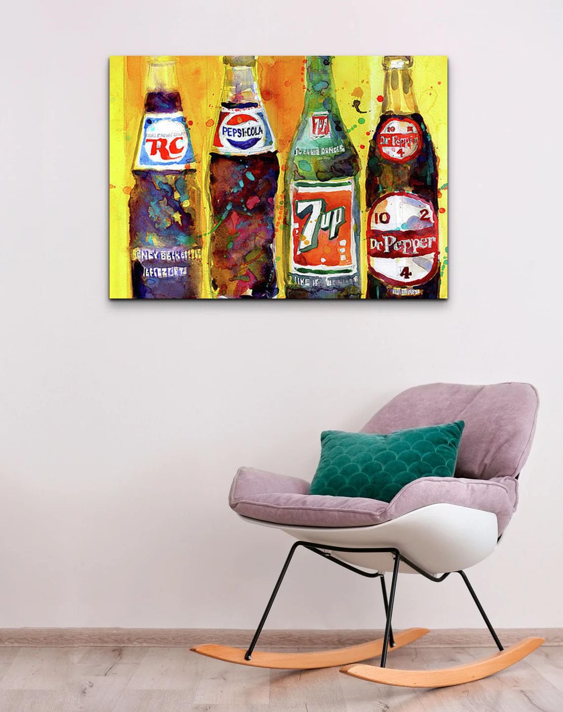 GADGETS WRAP Canvas Gallery Wrap Framed for Home Office Studio Living Room Decoration (22x14inch) - Rc Cola, Pepsi Cola, 7Up Dr Pepper Vintage Bottles