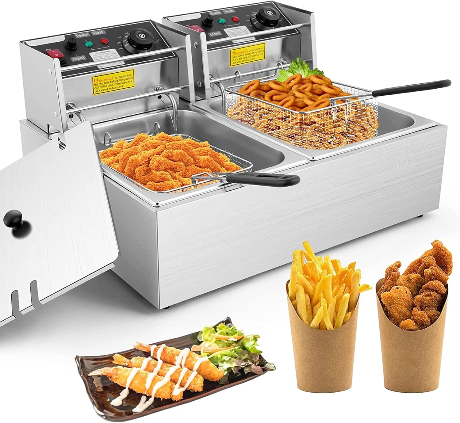Electric Deep Fryer with Basket Commercial Deep Fryer Stainless Steel