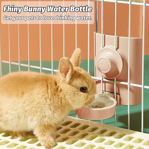 Miniatura 2 de Fhiny Botella de agua de conejo sin goteo, 2 unidades, dispensador de agua colgante de conejillo de indias de 20.3 fl oz, alimentador automático de