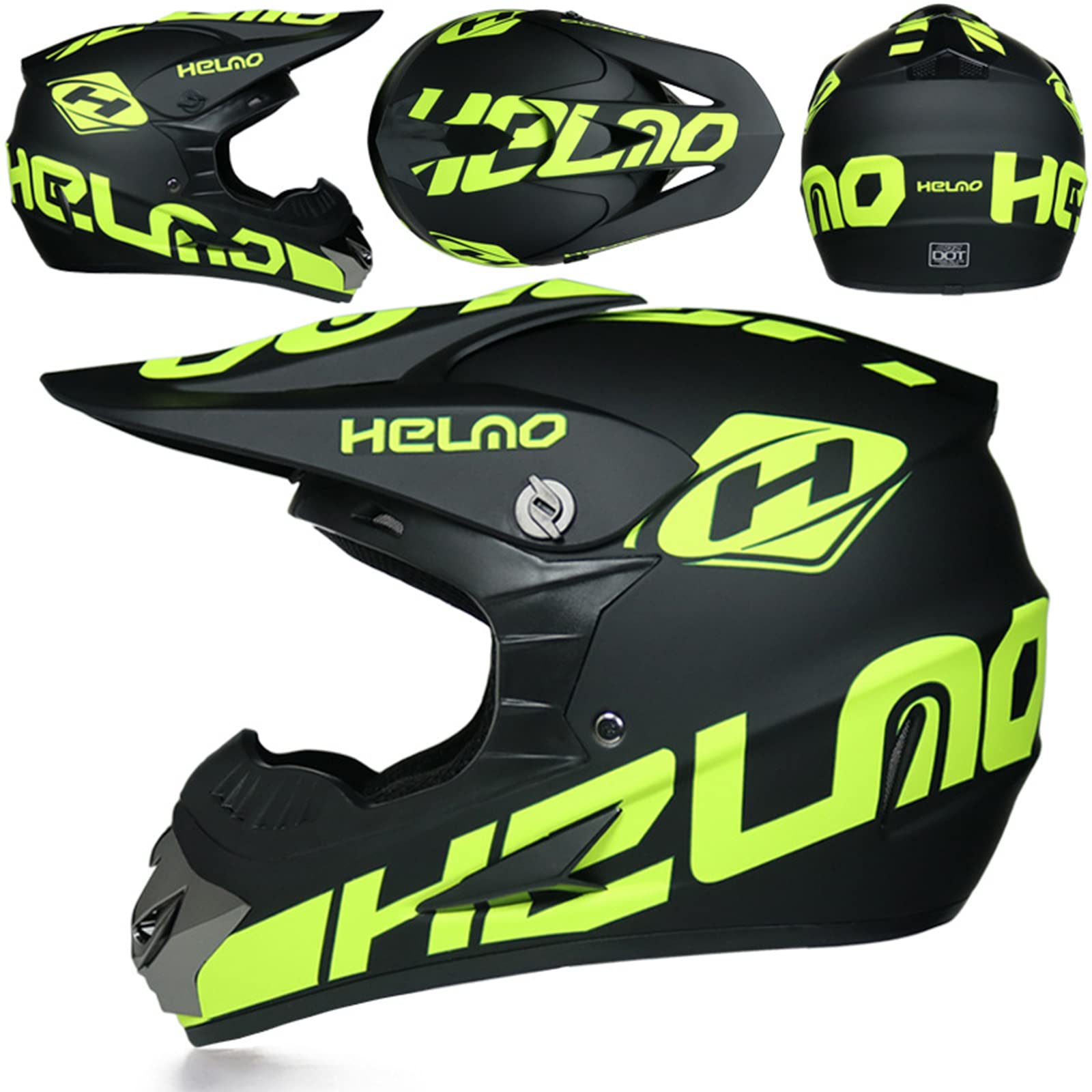 Jeugd Kinderen Motorcross BMX MX ATV Crossmotorhelm, Lichtgewicht Motorfiets Integraalhelm, Volwassen Off-road Straathelm, Beschermende Helm, Met Brilhandschoenen (Color : Black, Size : S(52-53CM