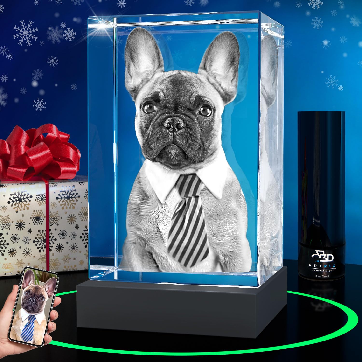 ArtPix 3D Premium Crystal Photo, Personalized Dog Memorial Gifts with Your Own Photo for Dog Lovers, Pet Owners, 3D Laser Etched Picture, Engraved