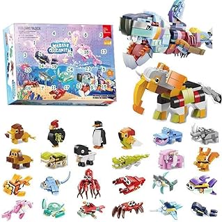 2023 Advent Calendar Sea Animals Building Set, 24 Collectible Christmas Advent Animals Building Kits, 12 In 1 Animals Building Toys, 24 Days Christmas Countdown Toy, Compatible with Lego