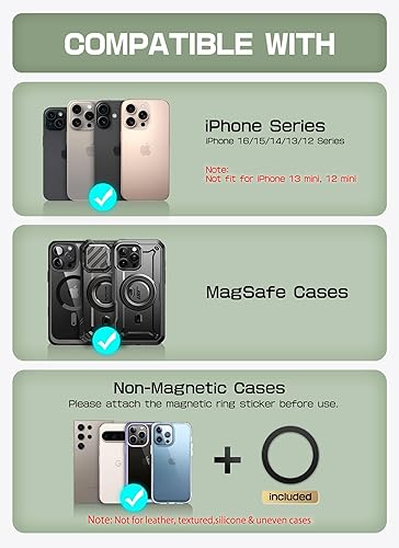 Miniatura 2 de SUPCASE Cartera MagSafe con soporte, cartera magnética para hombres y mujeres, capacidad para 6 tarjetas bloqueo RFID bloqueo magnético fuerte