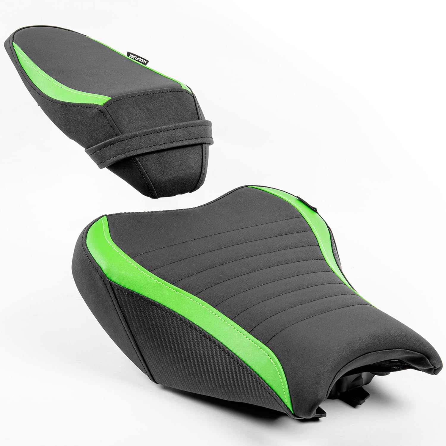 Asiento de confort para motociclista y pasajero para Z900 2017 2018 2019 2020 2021 2022 2023 2024, funda trasera de cuero para conductor solo, cojín trasero para pasajero, verde