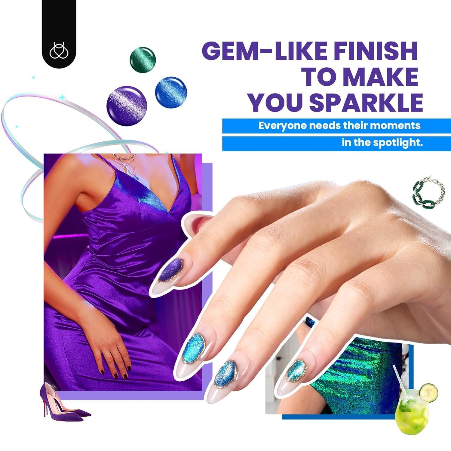 Beetles - Set di 20 smalti in gel con base e opaco lucido, colore rosa nude, verde, blu, smalto Lush Velvet con magnete Soak Off LED, manicure, salone fai da te, idea regalo per donne