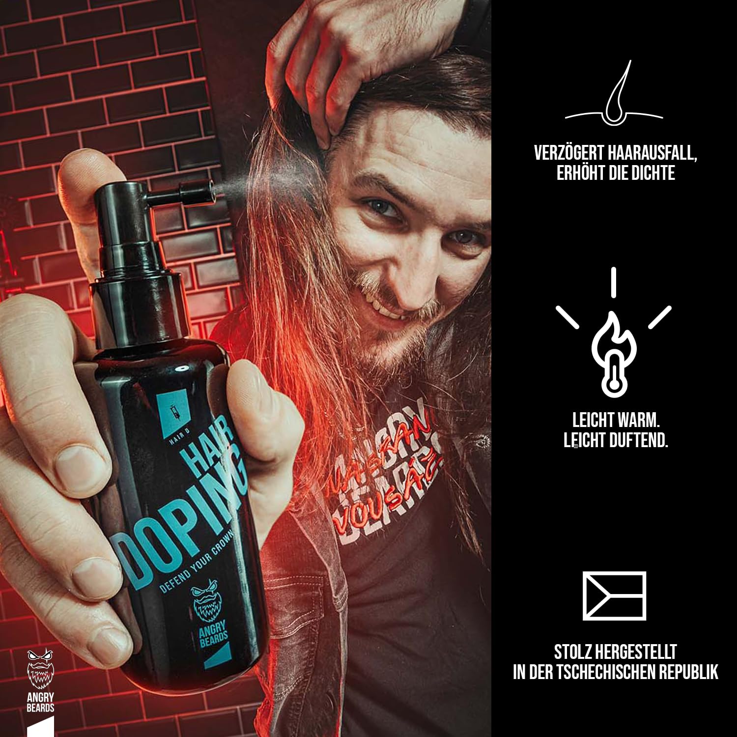 Hair Doping | Serum wspomagające wzrost włosów | zawiera biotynę, kofeinę i naturalne olejki, bezpowietrzna butelka z pompką dla maksymalnej świeżości, pielęgnacja włosów dla mężczyzn,