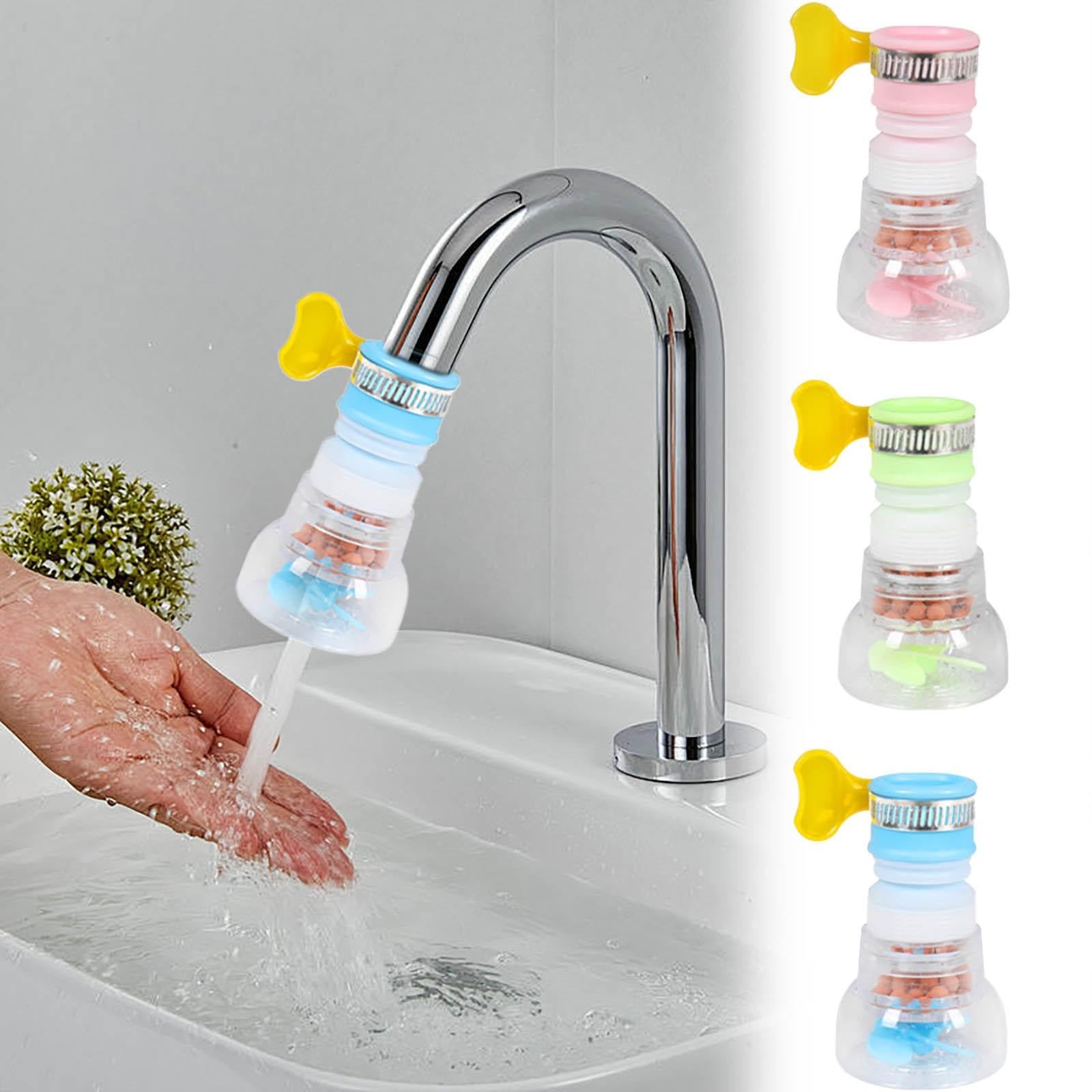 1PC Small Water Filter, Portable Faucet Splashing Proof Head Multicolor Kitchen Water Purification Filter Useful Powerful Kitchen and Bathroom Retractable Rotating Showerhead (1PC Pink)