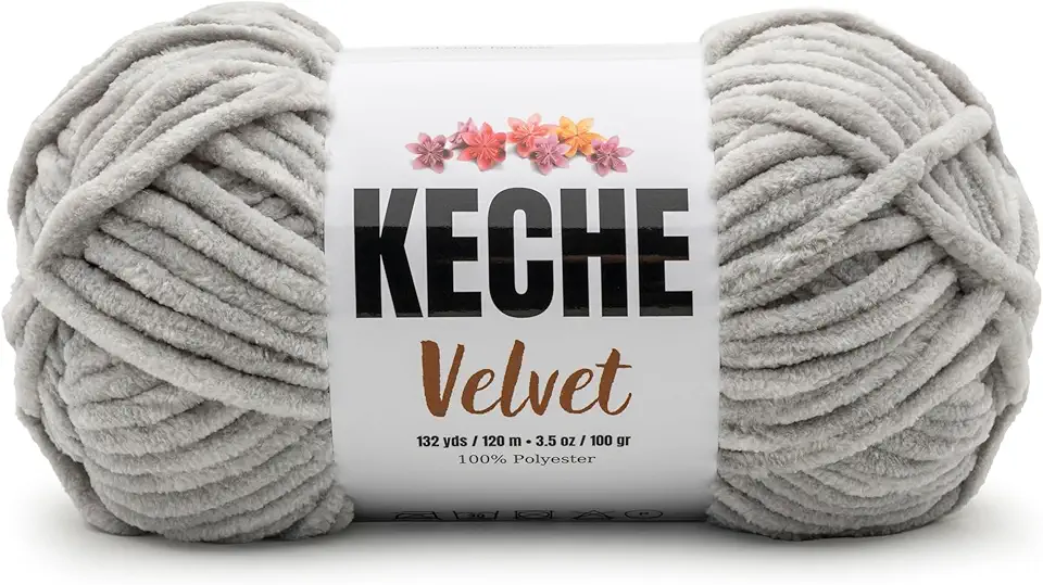 Keche Fio de veludo para crochê, cobertor volumoso de chenille macio para bebê, fio amigurumi, 100 g - cinza claro