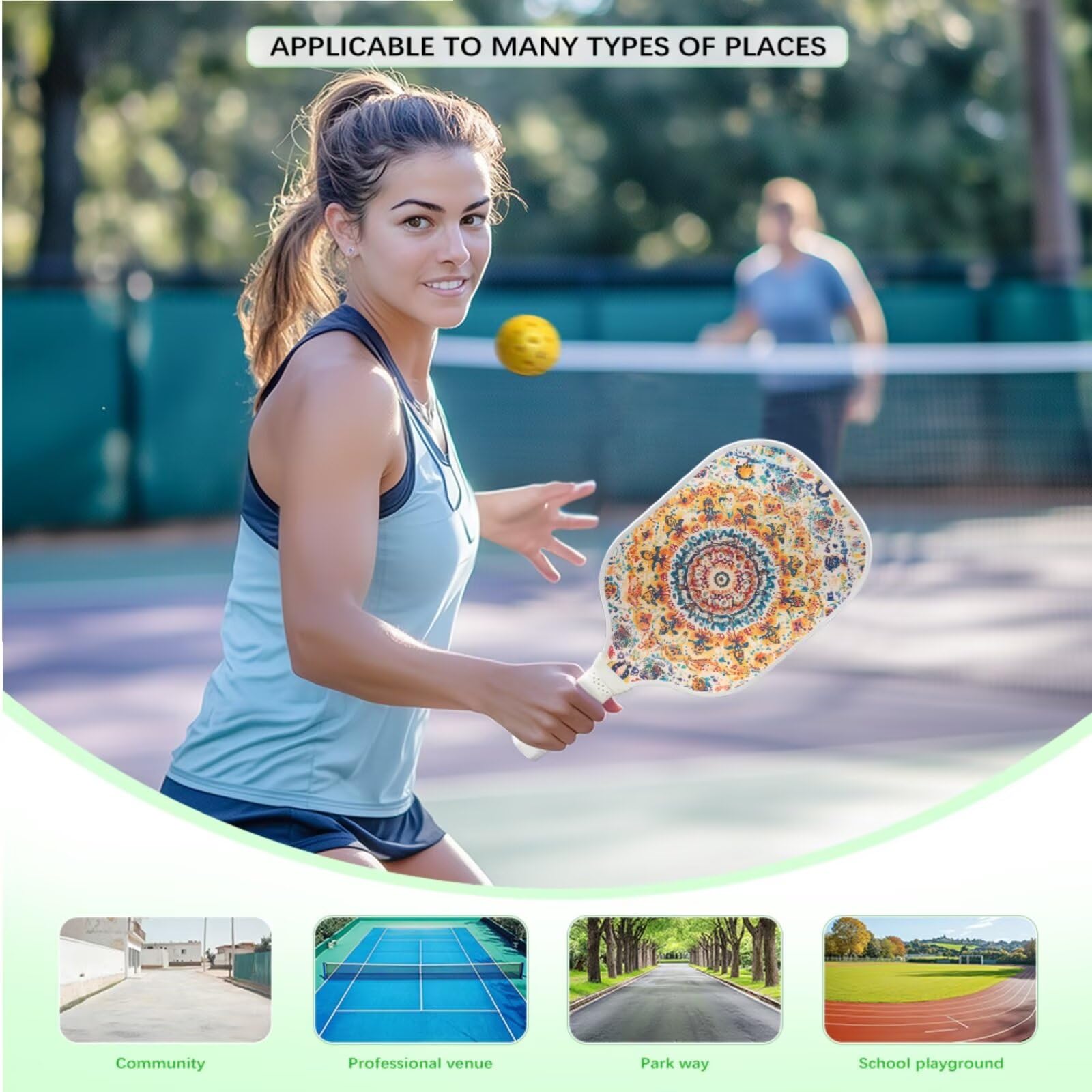Set di 2 racchette da pickleball con superficie in fibra di vetro, ideale come regalo per principianti