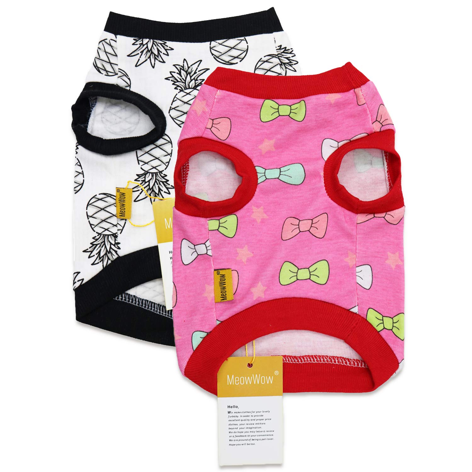 MeowWow 2 Pack Pet Dog Shirts Small Dog Clothes Soft Stretchy Dogs T Shirt for Dogs