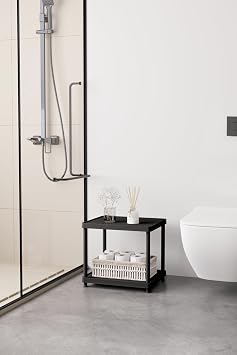 Siyah 2 Katl  33x40 Ekstra Geni  D zenleyici Mutfak ve Banyo Raf  Sehpa