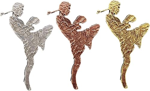 Vista 2 de Mauy Thai Fighter Pin, Mauy Thai, Martial Arts, Fighter, Fighting, Pins, Lapel, Brooch, Pewter, Copper, Gold, Over 100 Sports Designs Available