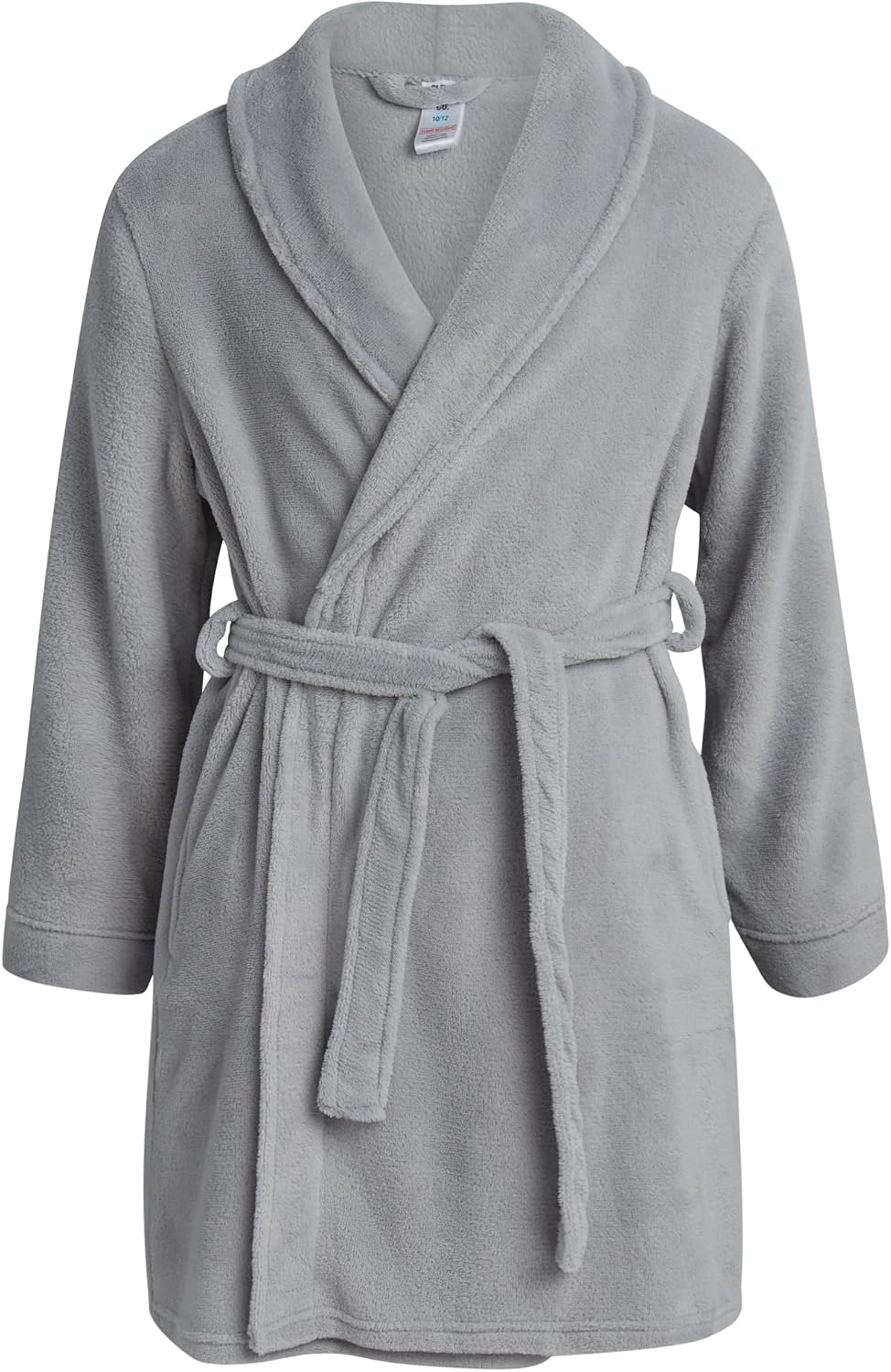 Sleep & Co. Girls' Bathrobe Set - 2 Piece Soft Cozy Plush Fleece Bathrobe with Matching Slippers for Girls (Sizes: 5-16), Size 7-8, Grey