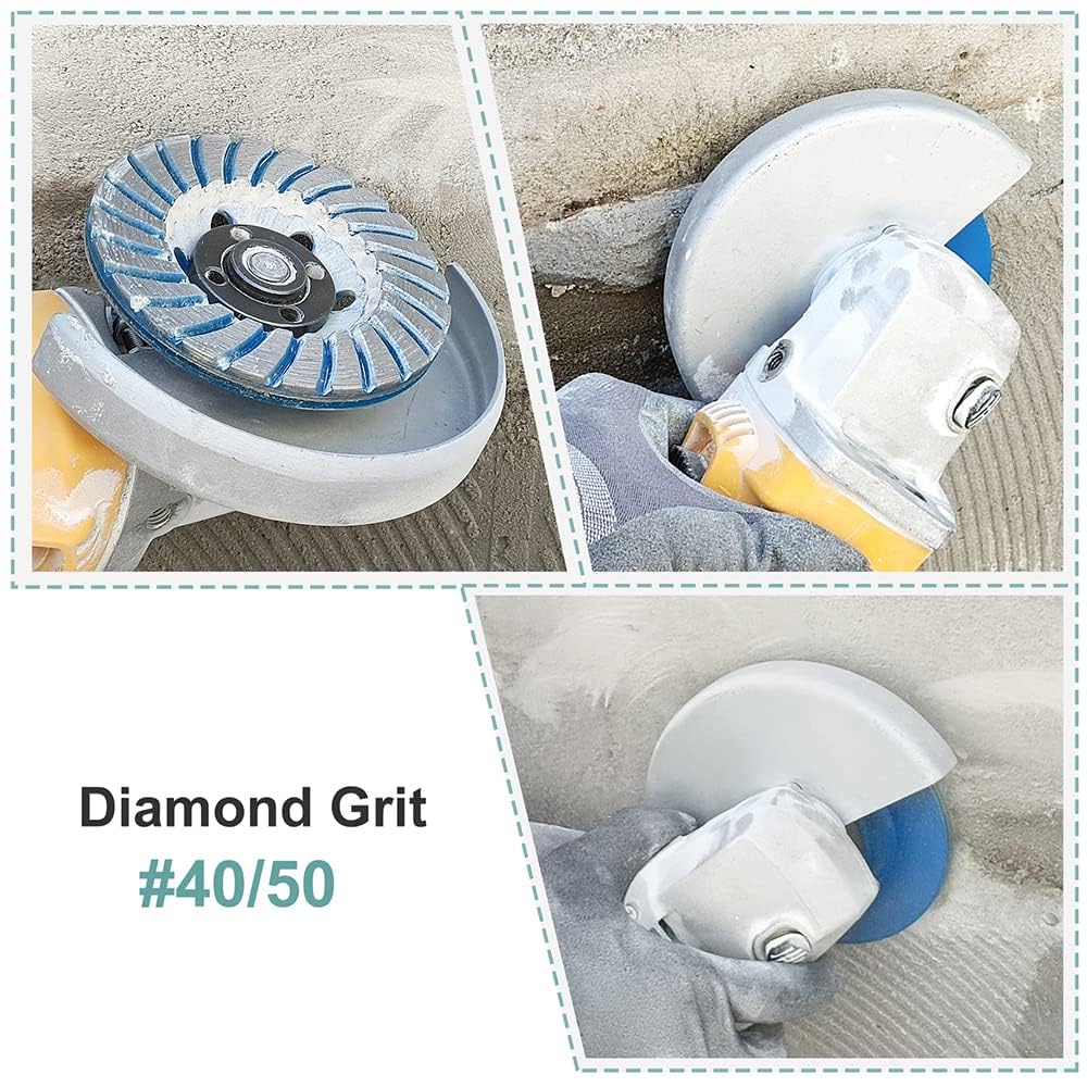 Diamond Concrete Grinding Wheel 4 1/2 inch for Polishing and Cleaning Stone Concrete Surface, Cement, Marble, Rock, Granite, and Removing, Angle Grinder Wheels Cup