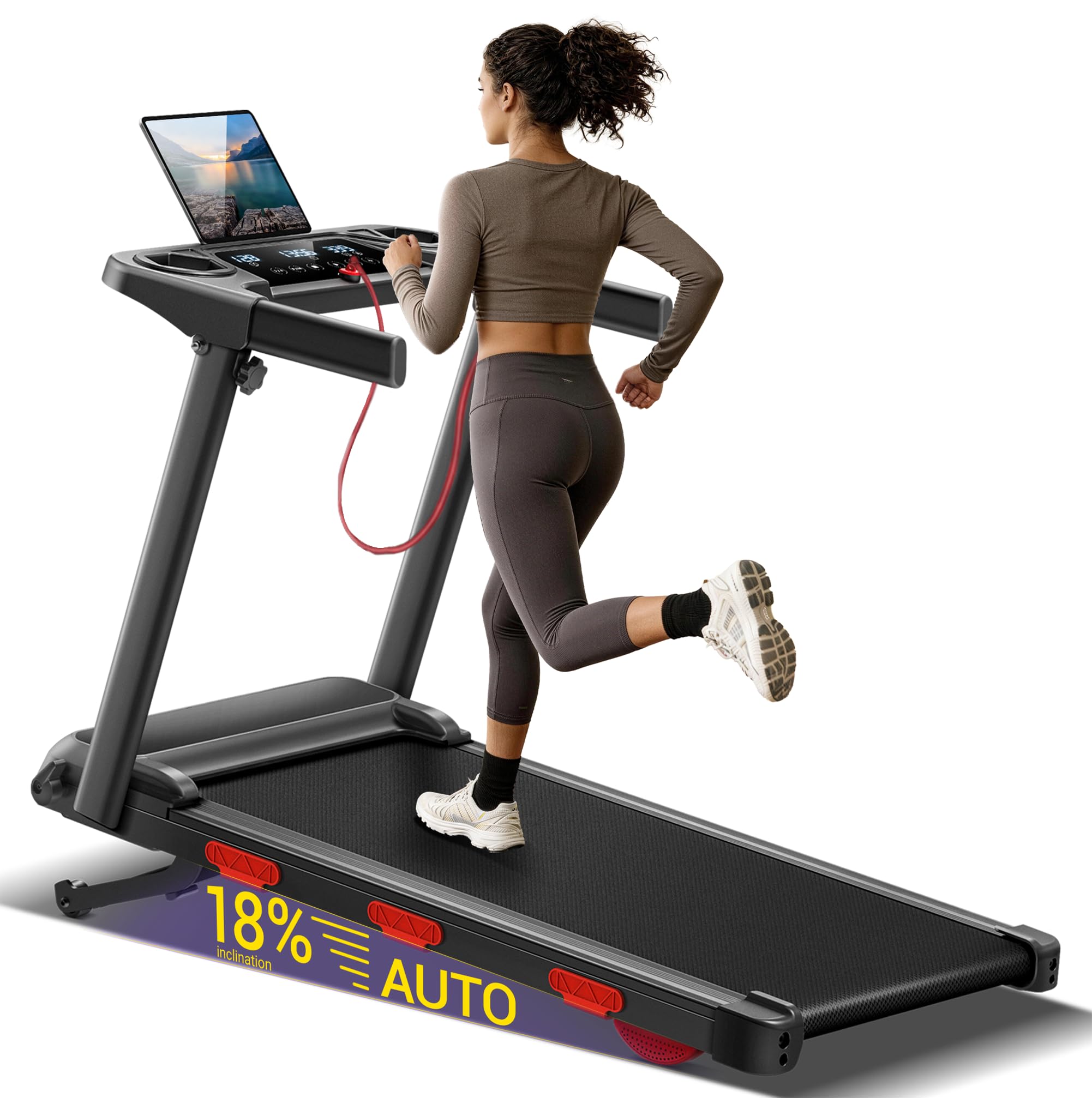 CURSOR Laufband für Zuhause mit Steigung Auto | 12KM/H Laufband für Zuhause Klappbar mit Tastenbedienung, Treadmill for Home mit 12 Programmen, 3.0PS Leiser Motor, MAX 160KG