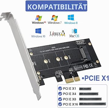 M.2 PCIe to PCIe 3.0 x1 NVMe Controller Expansion Card for M-Key M.2 SSD 2280/2260/2242/2230 Riser Card Support M2 NGFF PCI-e 3.0 2.01.0