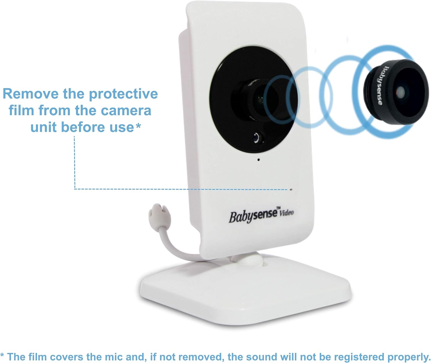 Babysense Video Baby Monitor 3.5" Display with 2 Cameras - Interchangeable Wide Angle Lens, Night Vision, Talk Back, Room Temperature, Lullabies, Wide Range and Long Battery Life