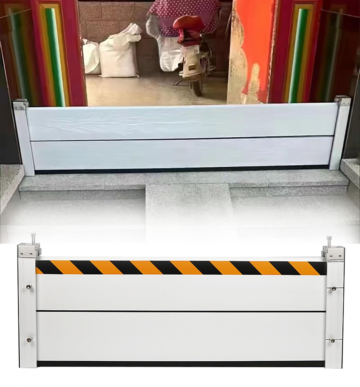 Portail de protection inondation portable avec bande réfléchissante pour accès
