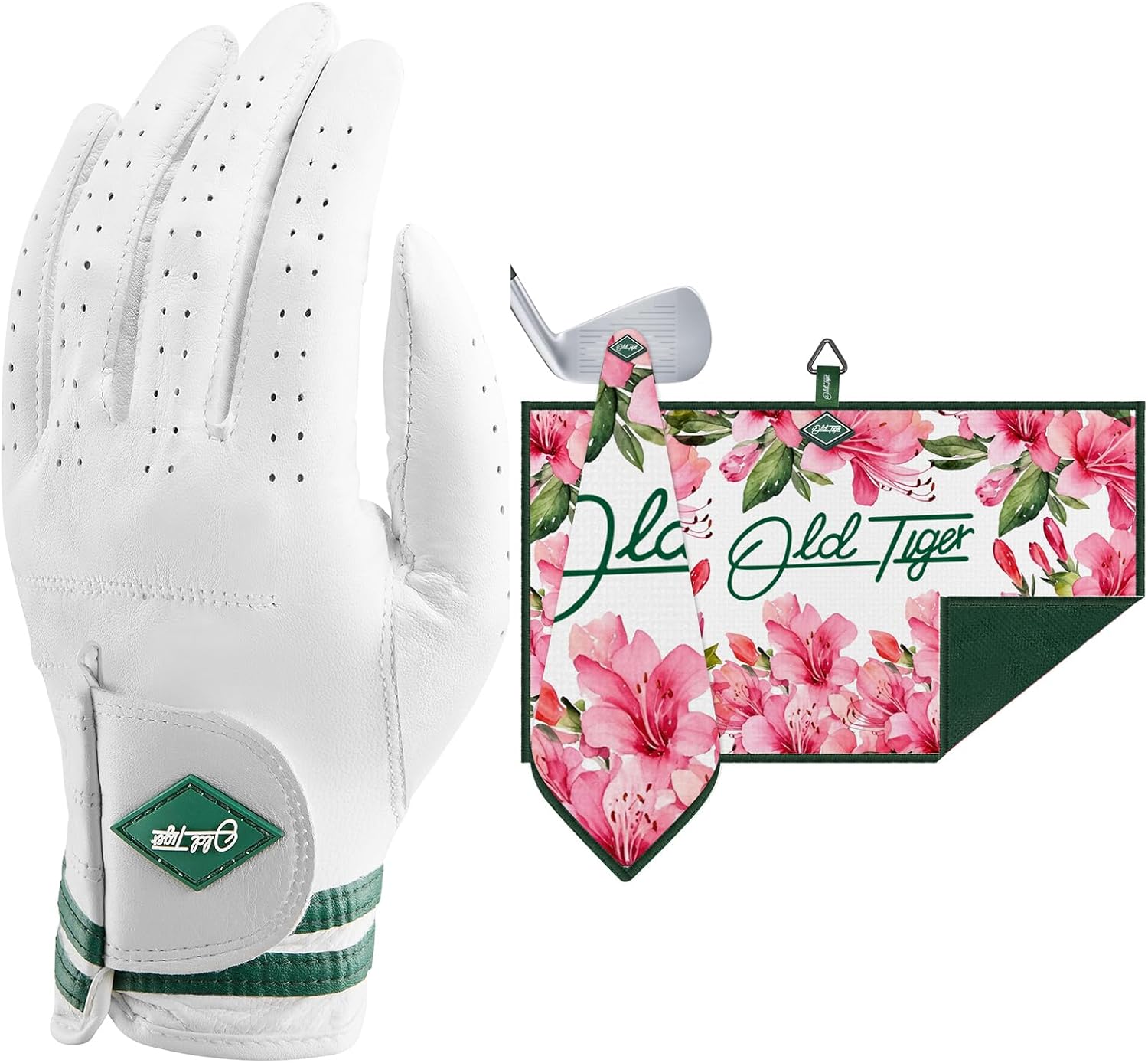Men's Golf Glove Left Hand All Weather Grip AAA Cabretta Leather with Azalea Golf Towels