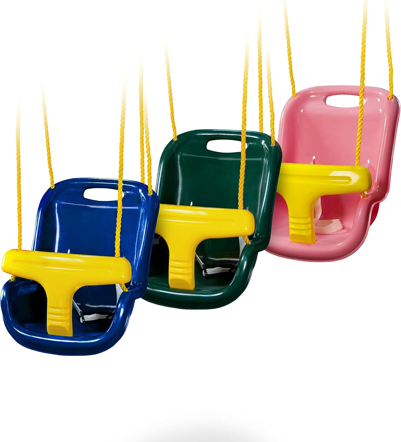 Gorilla Playsets 04-0032-G High Back Plastic Infant Swing with Yellow T Bar & Rope, Green