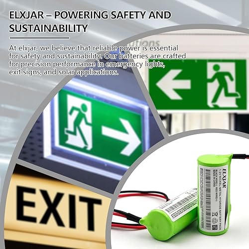 Miniatura 6 de Paquete de 5 baterías de repuesto de 1.2 V 1500 mAh Ni-CD para Lithonia ELB-0320 ELB1P2901N ELB1P201N2 ELB1210N ELB-1P201NB Señal de salida Luces de