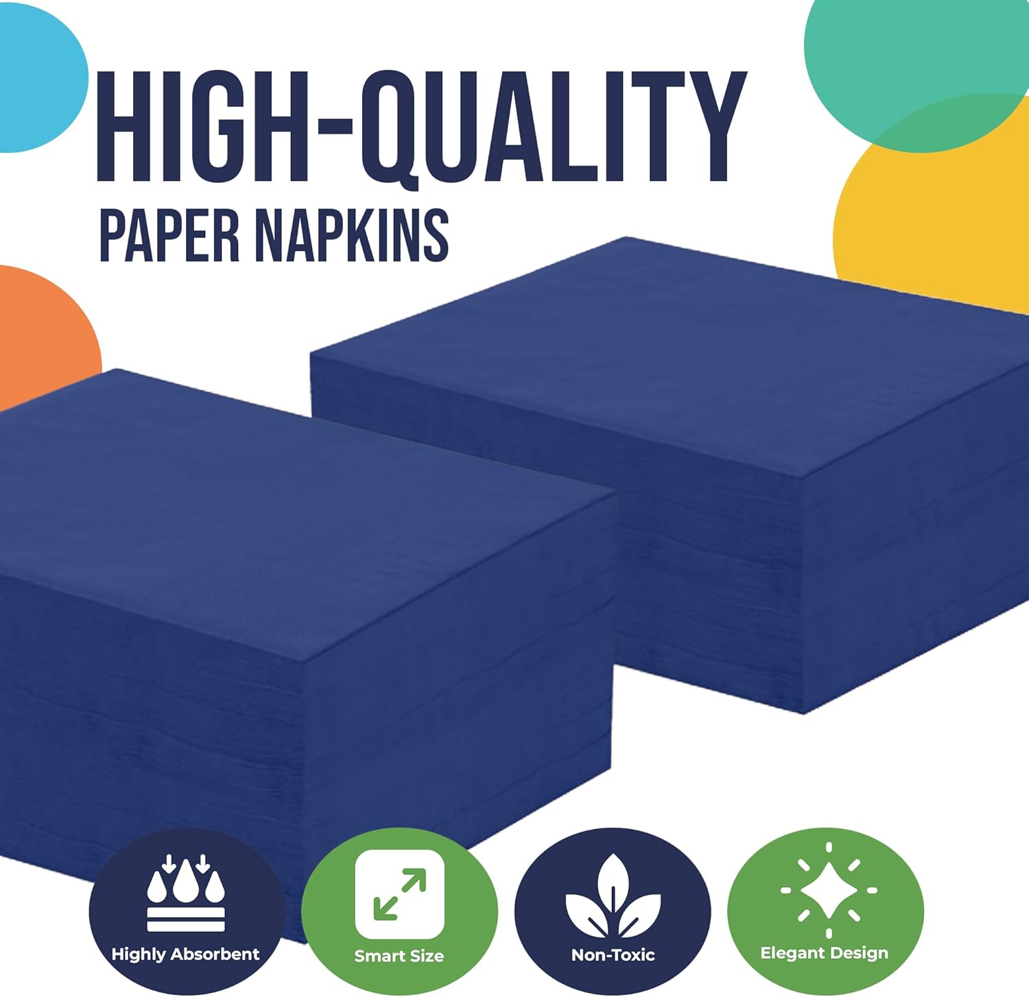 Party Solids Navy Bulk Napkins Disposable Everyday 1,200 Pcs 2 Ply Navy Dinner Napkins Bulk For Parties & Party Supplies