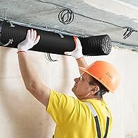 Vista 8 de HealSmart - Conducto flexible de aluminio de 6" y 2,44 metros, protección resistente de cuatro capas con 2 abrazaderas para conductos, manguera