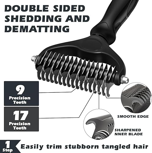 Miniatura 41 de 3 piezas de cepillo de limpieza autolimpiante, rastrillo de aseo de mascotas y cepillo de baño para perros, gatos y caballos Peine