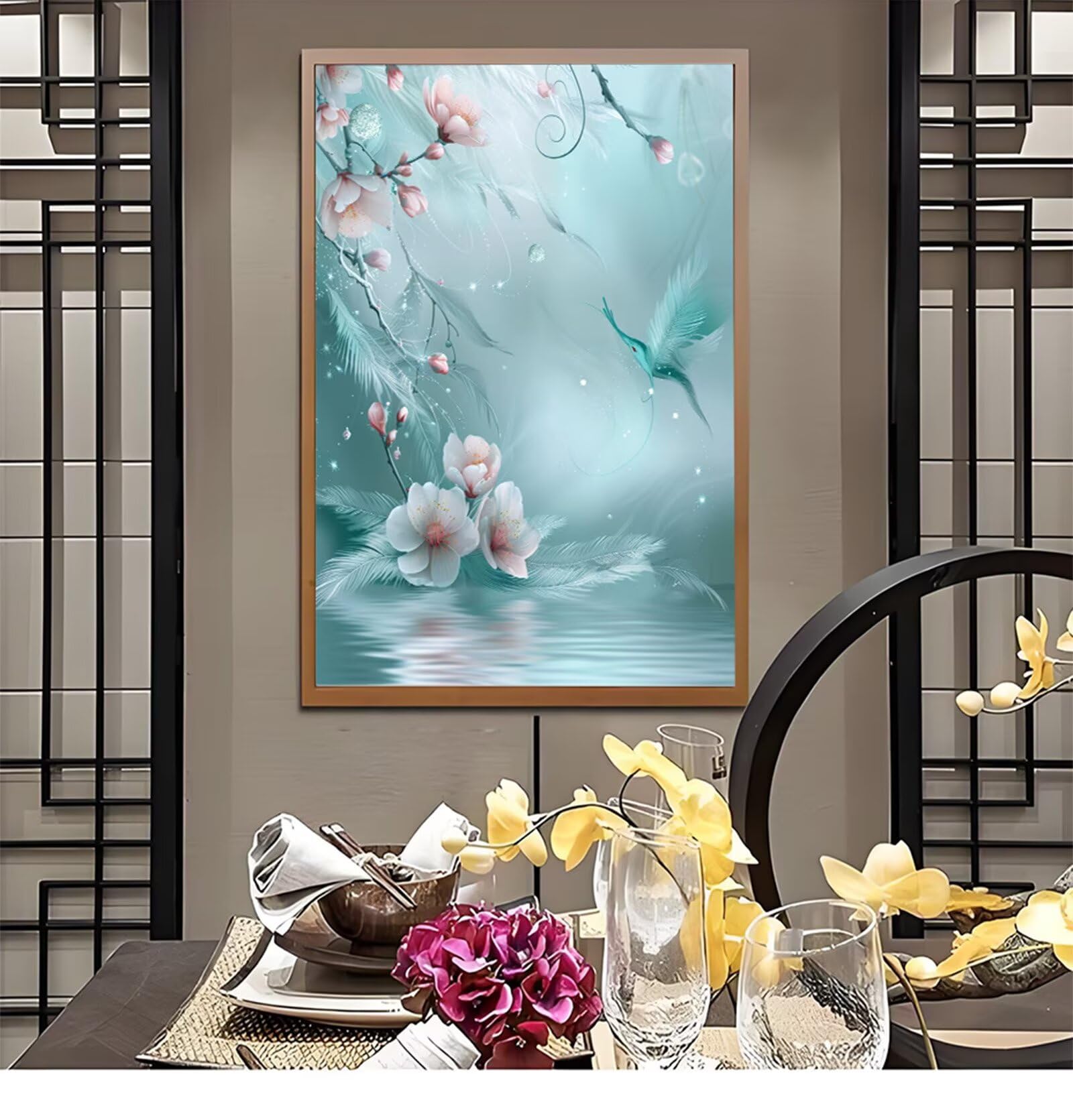Diamentowe malowanie Plum Bossom Diamentowe malowanie, 5D Diamentowe rysunki DIY Dorosły, DIY Kryształ Diament Malarstwo Ścieg Krzyżowy, Prezenty, Wystrój Domu 80x100cm Powierzchnia Jeziora Z1-220