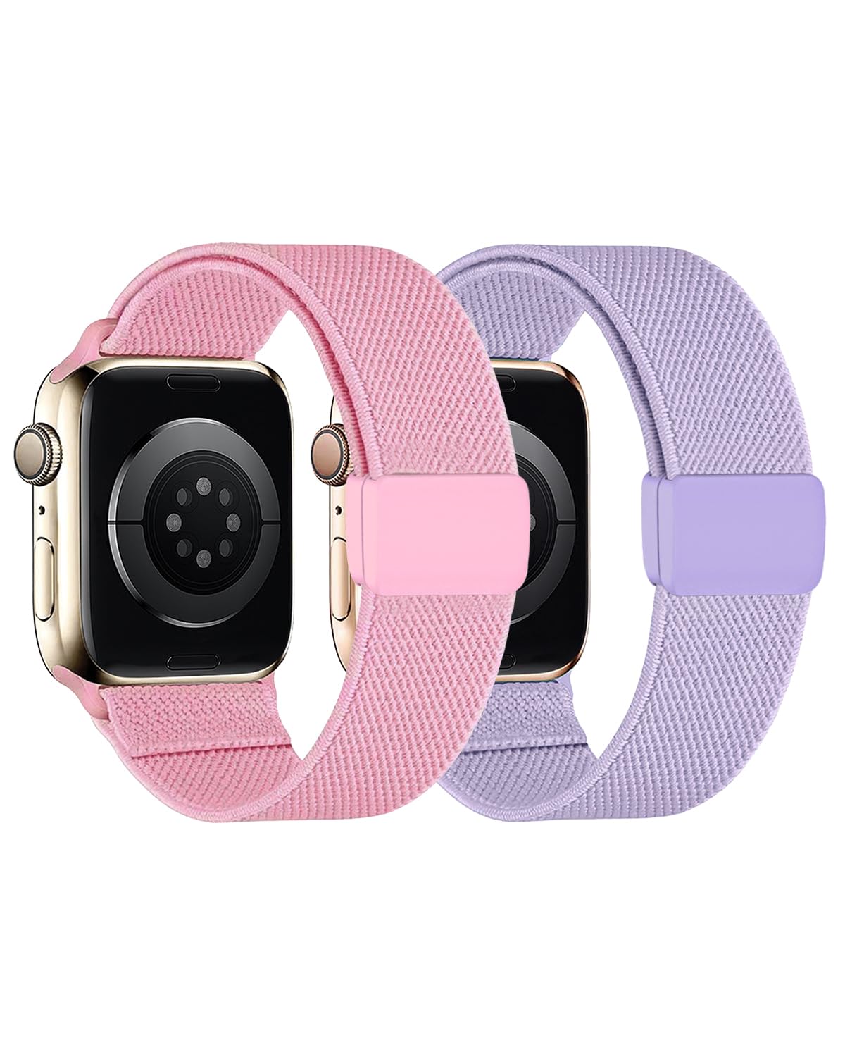 Juego de 2 correas de nailon extensible compatibles con Apple Watch para niños, 38 mm, 40 mm, 41 mm, 42 mm, 44 mm, 45 mm, 46 mm con hebilla fácil de poner