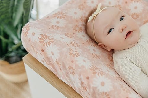 Miniatura 4 de Copper Pearl Funda de punto prémium para cambiador suave, elegante y universal para todos los cambiadores de pañales estándar, fundas de cambiador