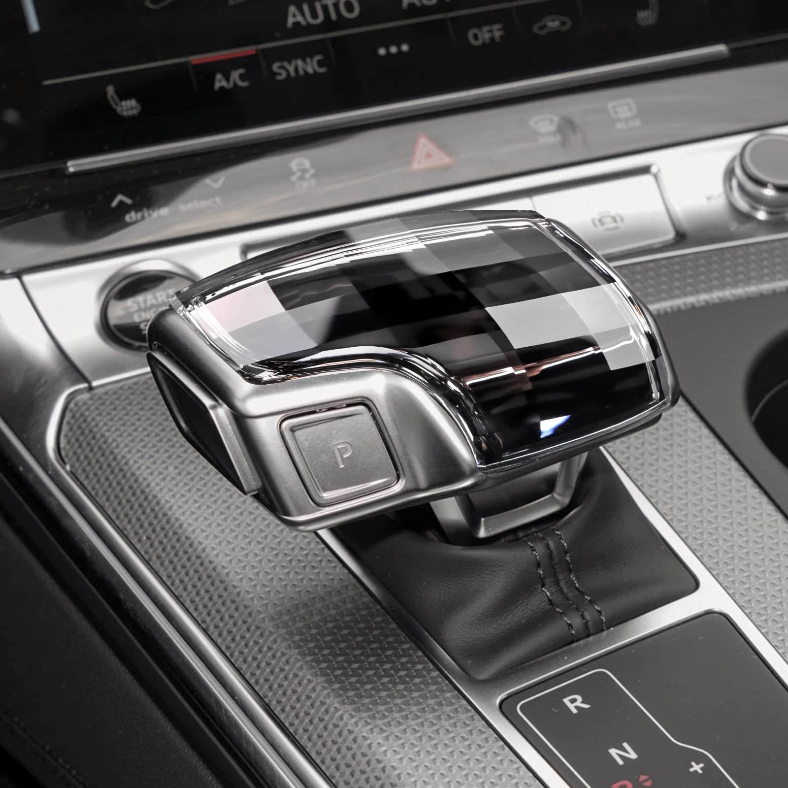 KUNGKIC Cristal Brillante Pomo de la palanca de cambios del coche Cubre Decorativa Pomo de la palanca de cambios Compatible con AUDI A6 A7 SQ8 RS6 RS7 Q7 Q8 S8 Accesorios de Interior(Estilo B)