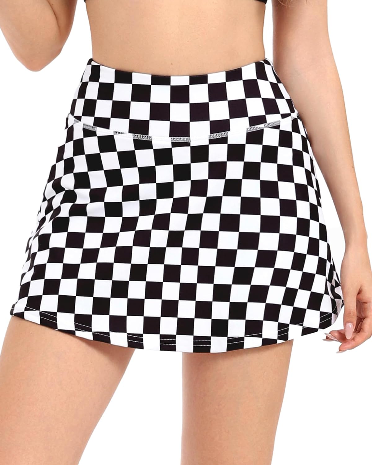 AHLW Women's Tennis Skirts High Waisted Athletic Golf Skorts with Pockets Workout Running Mini Skirts with Shorts Underneath