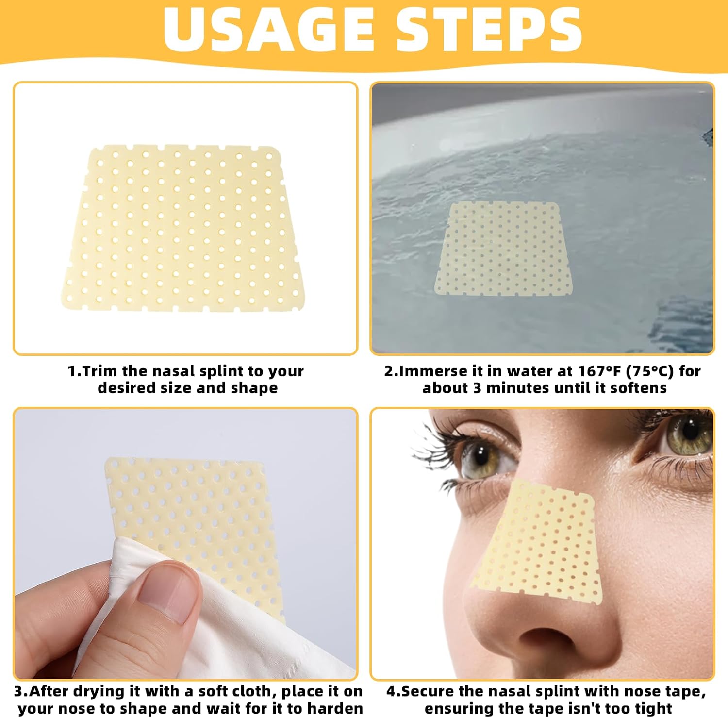 5 PCS Thermoplastic Nasal Splint, Nose Tape for Rhinoplasty Shaping, Reusable Rhinoplasty Tape, Nose Guard for Broken Nose, Nose Straightener for Post-Surgery Support or Nasal Shaper