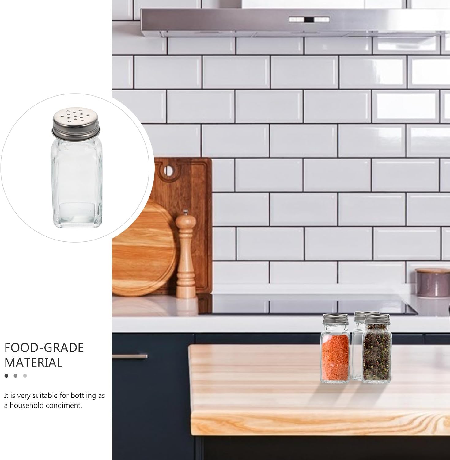 Ciieeo Glass Spice Bottles Multi-function Kitchen Seasoning Containers with Stainless Steel Lids 10pcs Smooth Surface Condiment Shakers for Salt, Pepper, and Herbs