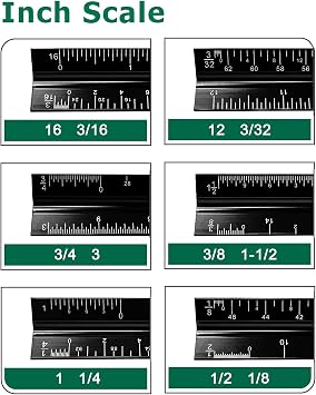 Architectural Scale Ruler 3 Pack Aluminum Triangular Ruler 12 Inch Imperial Metal Scale Ruler for Blueprint Drafting Ruler for Architect, Civil Engineer, Draftsman