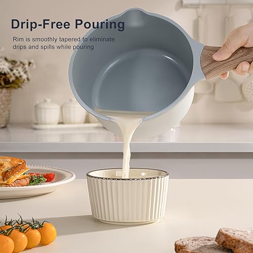 Miniatura 3 de OROLEY Juego de ollas y sartenes antiadherentes, juego de utensilios de cocina de cerámica, ollas, sartenes, tapas y espátulas, no tóxico, sin PTFE