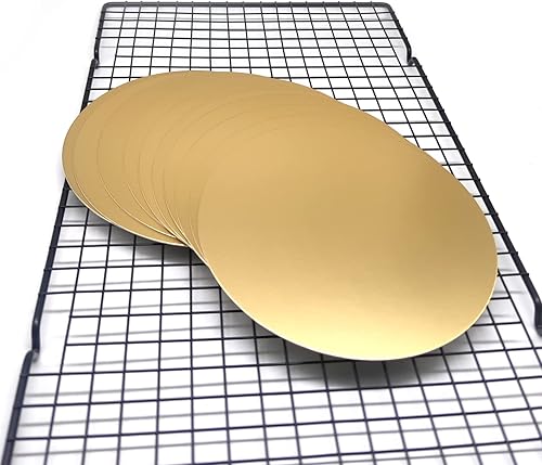 Miniatura 3 de Mombake Tableros redondos para tartas, paquete de 10 soportes para tartas, base circular de cartón (dorado, 6 pulgadas)