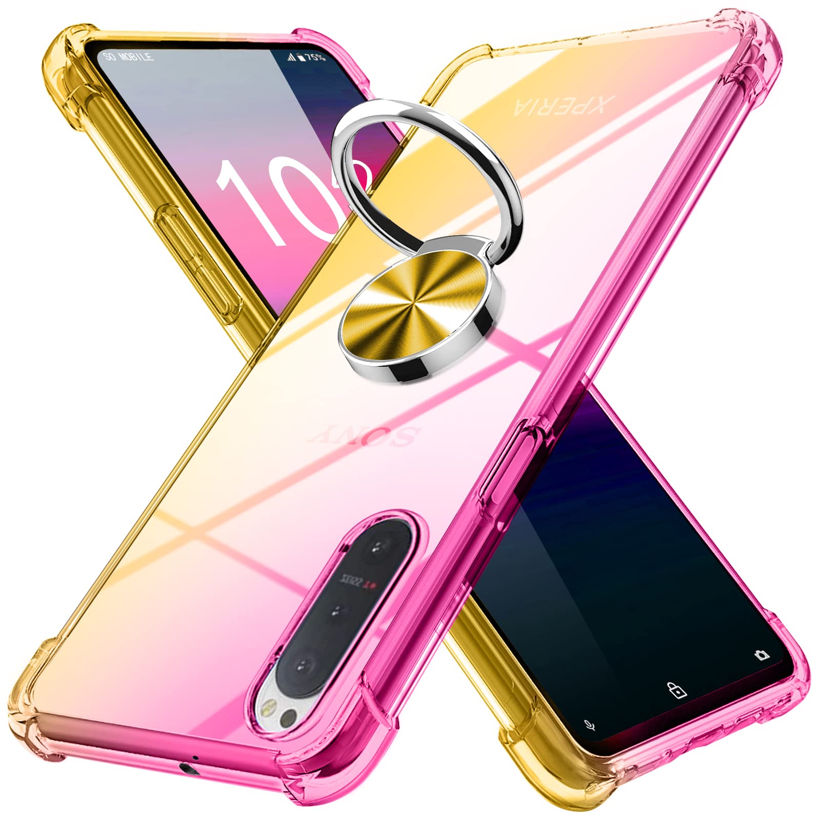 Amazon.co.jp: Xperia 5 II ケース リング 透明 TPU グラデーション色 