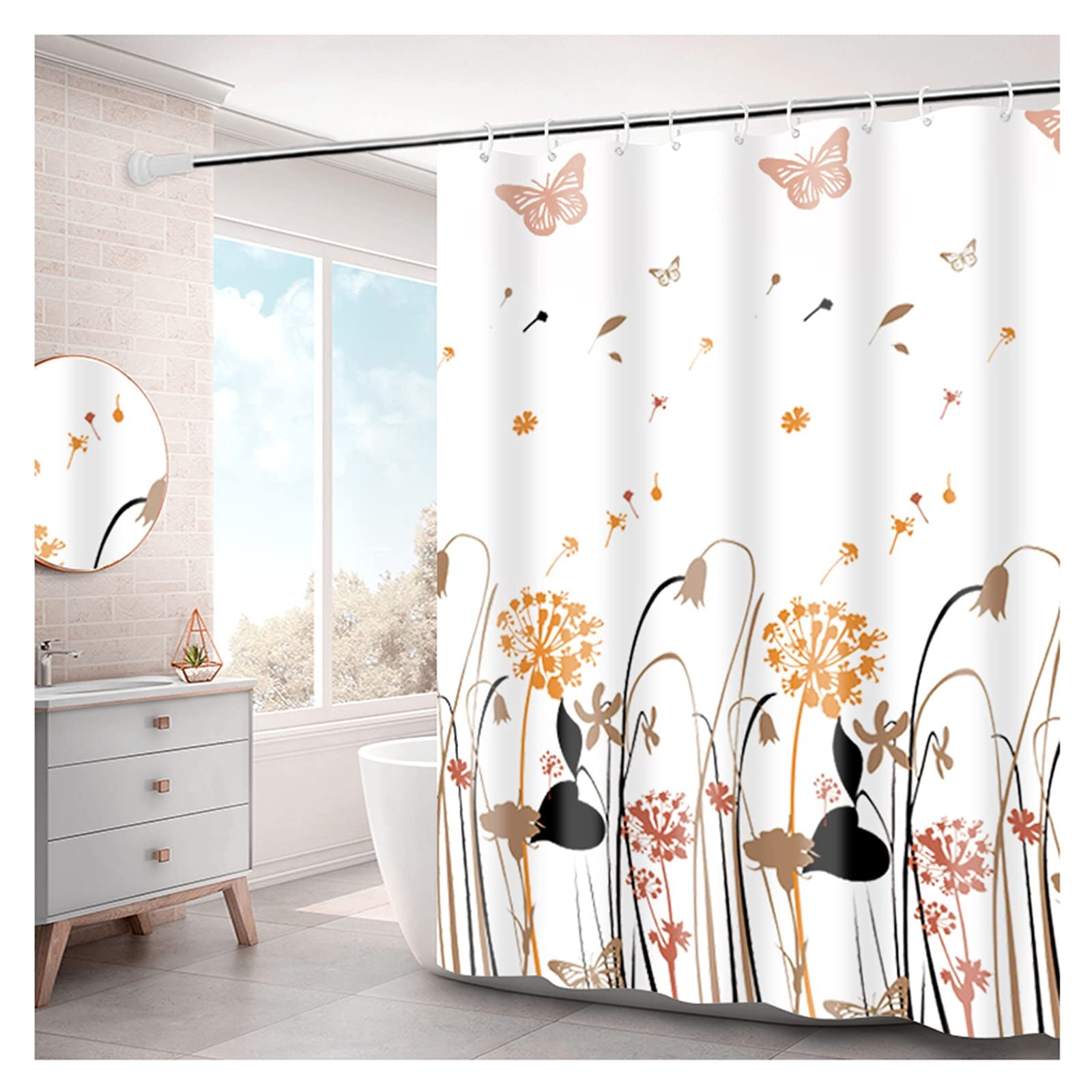 Rideau de douche imperméable hôtel moderne W240xH200cm en tissu épais et durable pour la maison