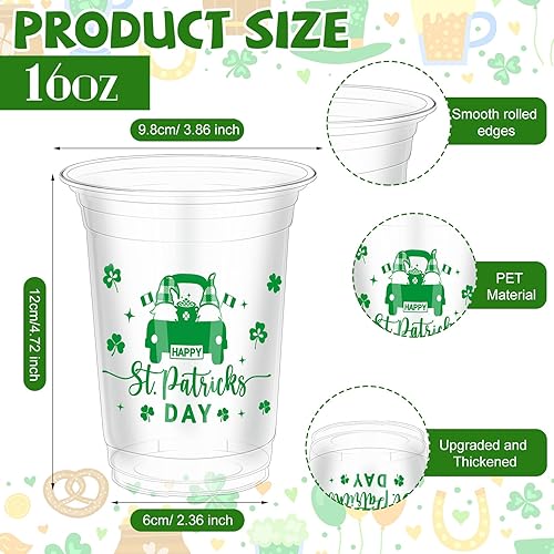 Miniatura 2 de 80 tazas de trébol para el día de San Patricio tazas desechables de plástico transparente para el día de San Patricio tazas de plástico verde para