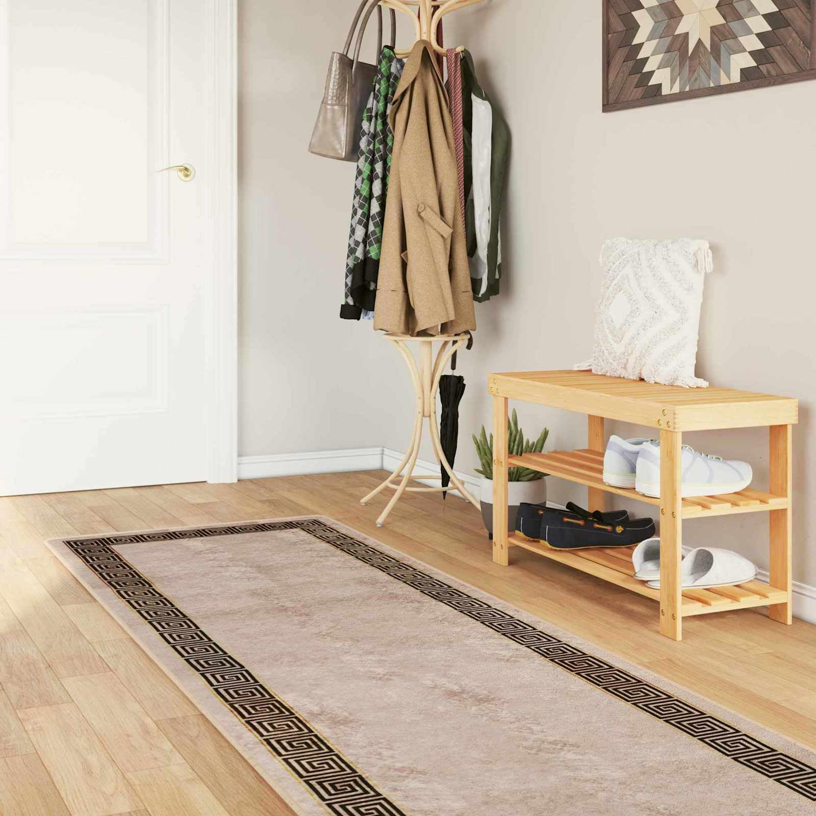 Tapis de couloir moderne Marsa noir pour l'entrée et la chambre à coucher